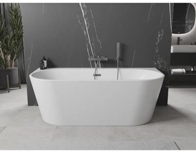 Mexen Oval+, voľne stojaca vaňa ku stene 170 x 80 cm, biela lesklá, brúsený grafit prepad, 52681708000-66