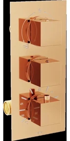 Mexen Cube termostatická vaňovo-sprchová batéria s 3 vývodmi zlatoružová - 77503-60