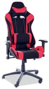 Pohodlné kancelárske-herné kreslo s tvarovaným operadlom, čierna/červená