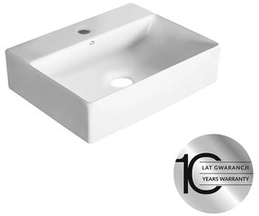 Laveo Kvadrato, keramické umývadlo na dosku alebo na stenu 460×360×120 mm, biela lesklá, LAV-VUK_6146