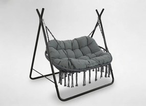 CH POLY ZÁVESNÁ STOLIČKA PRE DVOM OSOBY – ANTRACITOVÁ, ANTRACITOVÝ VANKÚŠ, ANTRACITOVÝ RÁM