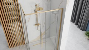 Rea Solar Gold Elegant, sprchový kút s posuvnými dverami 90 (dvere) x 90 (stena) x 195 cm, 6mm číre sklo, zlatý profil, REA-K4900