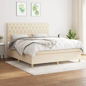 Posteľný rám boxspring s matracom krémový 160x200 cm látka 3142590