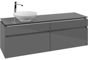 VILLEROY &amp; BOCH Legato závesná skrinka pod umývadlo na dosku (umývadlo vľavo), 4 zásuvky, 1600 x 500 x 550 mm, Glossy Grey, B59600FP