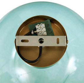 Art Deco stropné svietidlo mosadzné s modrým sklom - Sandra