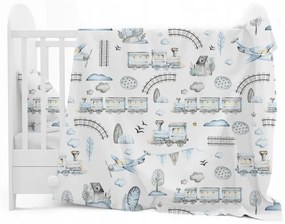 Detské bavlnené obliečky do postieľky 135x100 cm BABYMAM PREMIUM - Dopravné prostriedky