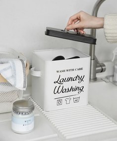 Kovový úložný box na prací prášok s dávkovačom LAUNDRY