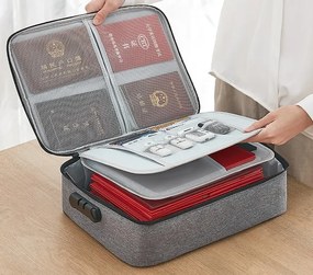 Uzamykateľný organizér na dokumenty - šedý
