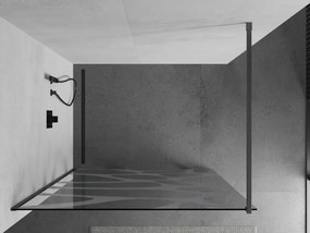 Mexen Kioto, sprchová zástena Walk-In 80 x 200 cm, 8mm číre sklo biely vzor, grafitový profil, 800-080-101-66-97