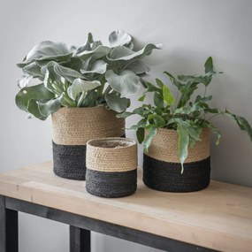Garden Trading Jutový obal na kvety Black Nature – set 3 ks
