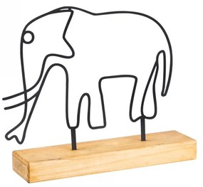 Kovová dekorácia Elephant 30 cm čierna