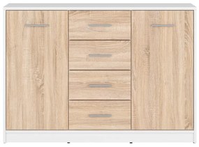 Komoda BRW Nepo Plus 6 (biela + dub sonoma) . Vlastná spoľahlivá doprava až k Vám domov. 1098297