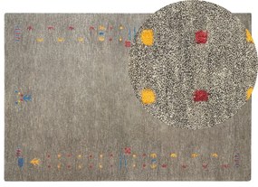 Vlnený koberec gabbeh 140 x 200 cm sivý SEYMEN Beliani