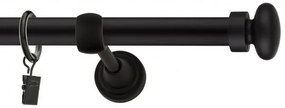 Dekorstudio Garniža jednoradová FLAT čierna matná 19mm Dĺžka: 120cm, Typ uchytenia: Držiak modern, Typ príslušenstva: Krúžky tiché so štipcami