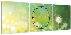 Obraz - Odkvitnuté púpavy (s hodinami) (90x30 cm)