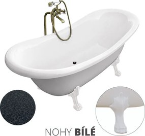 Besco Voľne stojaca vaňa zo sanitárneho kompozitu Amelia Glam G 190x77 bez prepadu BESCO-Typ výpuste: Click-Clack bez prepadu, čierna matná, BESCO-Nô…