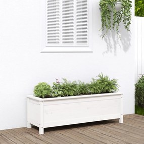 Záhradný vyvýšený záhon biely 119,5x40x39 cm masívna borovica 825262
