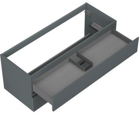 Mexen Rivel, kúpeľňová skrinka 120 cm, 2 zásuvky, drážkovaná, grafitová matná, 91A20-12047-2-BFF66