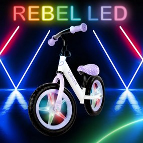 Kidwell Rebel LED balančný bicykel pre deti – LED ráfiky, EVA kolesá 28 cm, bez batérií