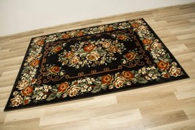Koberec Afgan 4362A kvety, čierny / zelený