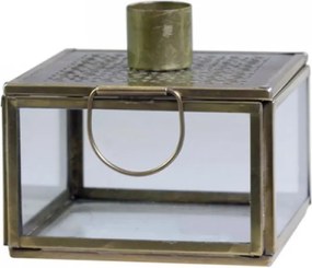 Bronzový antik svietnik na úzku sviečku s boxom Fancio - 9*9*8,5cm