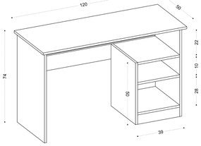 PC stolík Bagira (biela). Vlastná spoľahlivá doprava až k Vám domov. 1088473