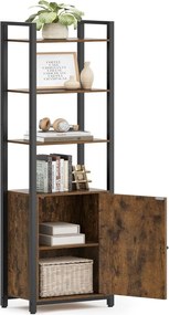 6-poschodová knižnica 24 × 40 × 159,5 cm, v hnedej a čiernej farbe