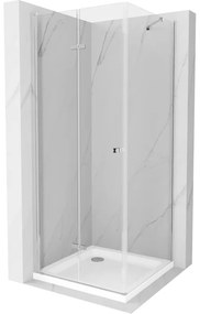 Mexen Lima sprchová kabína, skladacie dvere 80 x 100 cm, transparentnéné, chrómová + závesný bidet Flat - 856-080-100-01-00-4010