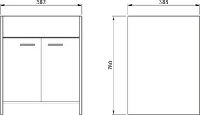 Aqualine Aqualine, Plastová výlevka so skrinkou 58x38 cm, vrátane sifónu, PI5838-01