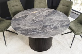 Jedálenský stôl UNIQUE 120 cm okrúhly s tmavým rámom, keramicko-sivým mramorovým vrchom