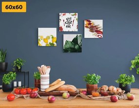 Set obrazov do kuchyne v zaujímavom štýle - 4x 60x60