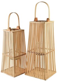 Proutěná lucerna LUCIE Natural 23x48 cm hnědá