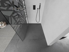 Mexen Kioto L, sprchová zástena Walk-In 70 x 200 cm, 8mm číre sklo biely vzor, čierny profil, 800-070-103-70-85