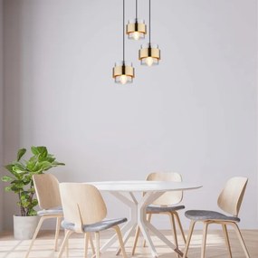 Globo 15560-3H - Luster na lanku MILEY 3xE27/60W/230V čierna/mosadz