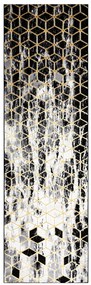 Dywany Łuszczów Behúň Gloss 409A 82 3D cubes black/gold/grey - 80x200 cm