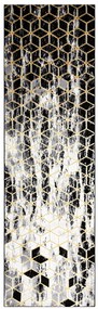 Dywany Łuszczów Behúň Gloss 409A 82 3D cubes black/gold/grey - 60x200 cm