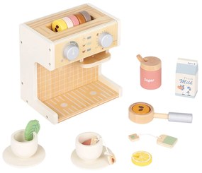 Drevený kávovar s príslušenstvom