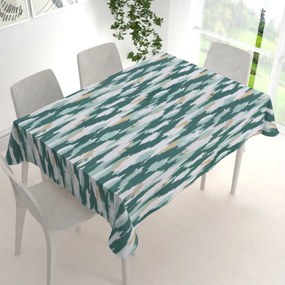 Biante Zamatový obdĺžnikový obrus Tamara TMR-025 Zeleno-béžovo-biele žíhané pásy 50x100 cm