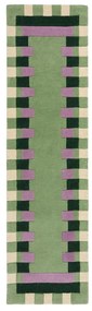 Zeleno-fialový ručne tkaný vlnený behúň 60x230 cm Kai Wool Border – Flair Rugs