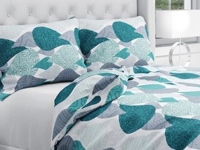 Biante Bavlnené posteľné obliečky Sandra SA-444 Sivo-petrolejové kvapky s ornamentami Predĺžené 140x220 a 70x90 cm