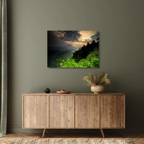 Sklenený obraz - zelená horská krajina (70x50 cm)