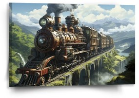 Sablio Obraz Parná lokomotíva na viadukte - 60x40 cm