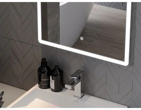 Mexen Navia, LED kúpeľňové zrkadlo s podsvietením 80 x 60 cm, 6000K, ochrana proti zahmlievaniu, 9803-080-060-611-00