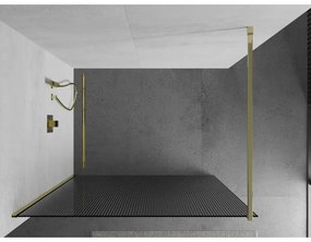 Mexen Kioto, sprchová zástena 100 x 200 cm, 8mm sklo s rebrovým vzorom, zlatý profil, 800-100-101-50-09