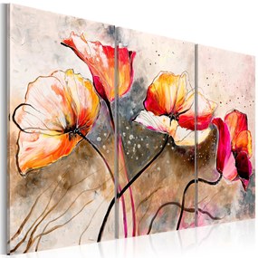 Artgeist Ručne maľovaný obraz - Poppies lashed by the wind Veľkosť: 120x80