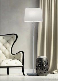 Stojacia lampa v striebornej farbe s textilným tienidlom (výška 180 cm) Lyon – Trio