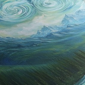 Obraz - Krajina s nádychom Van Gogha (s hodinami) (90x30 cm)