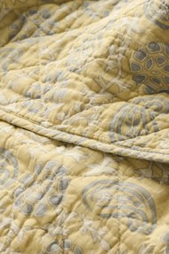 Ib Laursen Prešívaný prehoz Soft yellow /off white / grey 130 × 180 cm