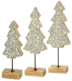 Vianočná dekorácia FIG 14 svetlohnedá / strieborná (2 ks)