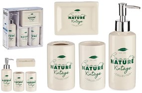 Vintage kúpeľňový set 4 kusy "Beauty nature", keramika biela